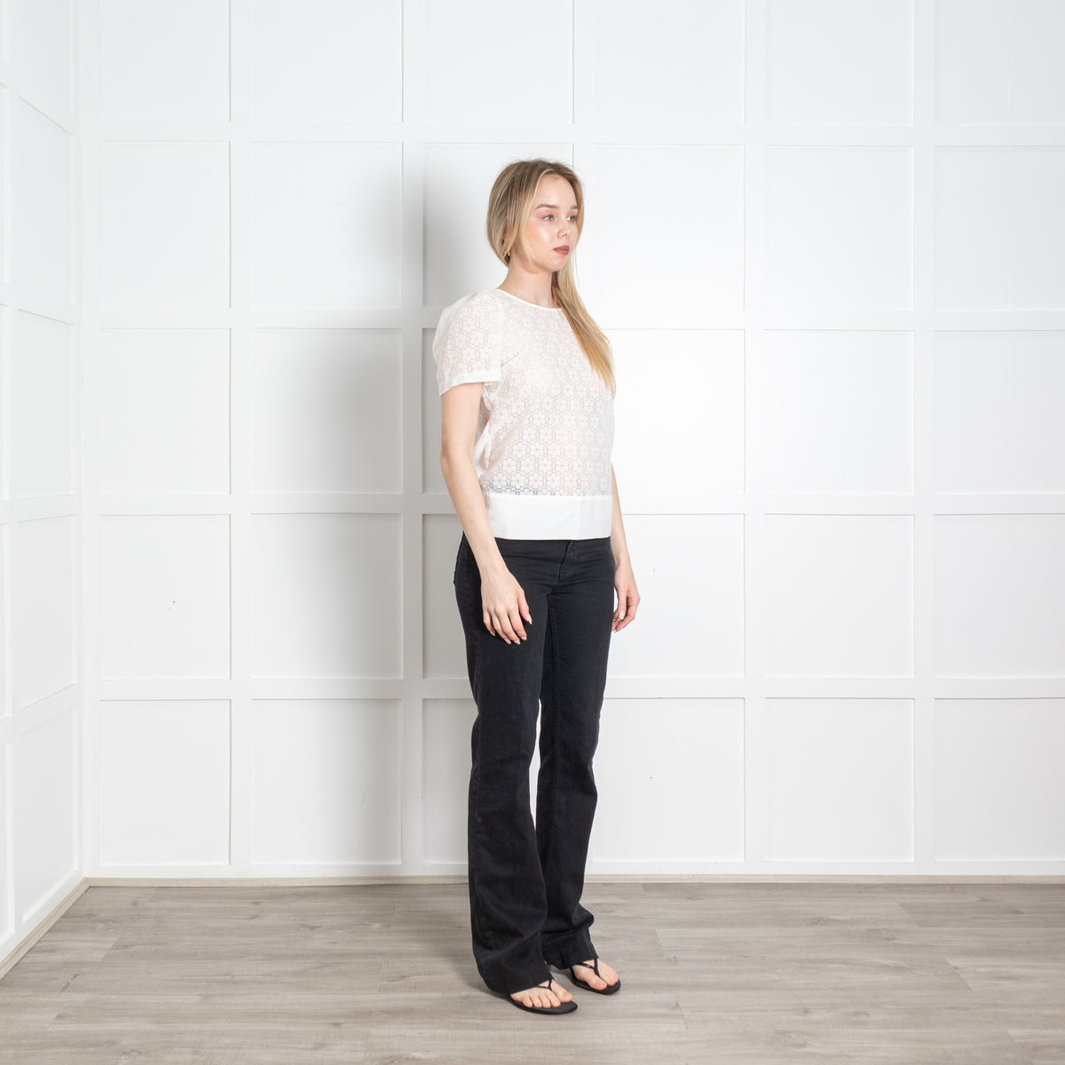 See By Chloe Cream Sheer Short Sleeve Top