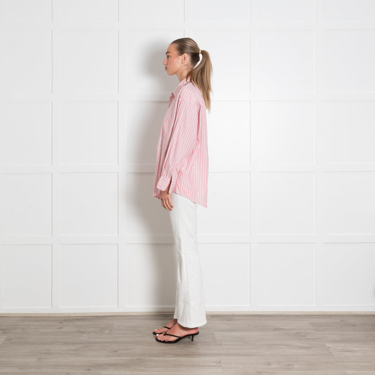 Maje Pink White Striped Shirt