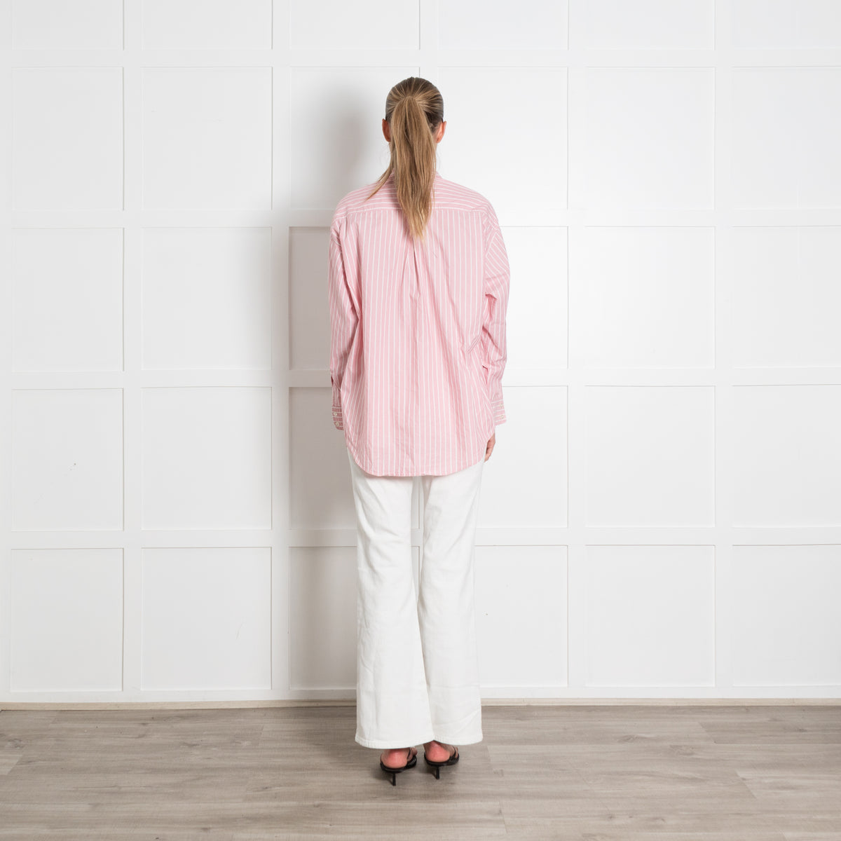 Maje Pink White Striped Shirt