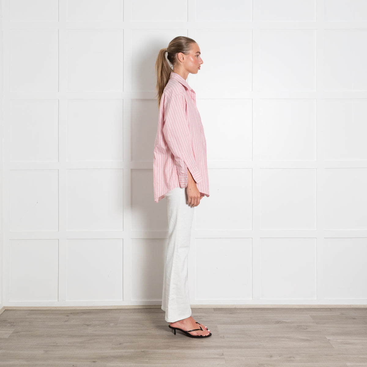 Maje Pink White Striped Shirt