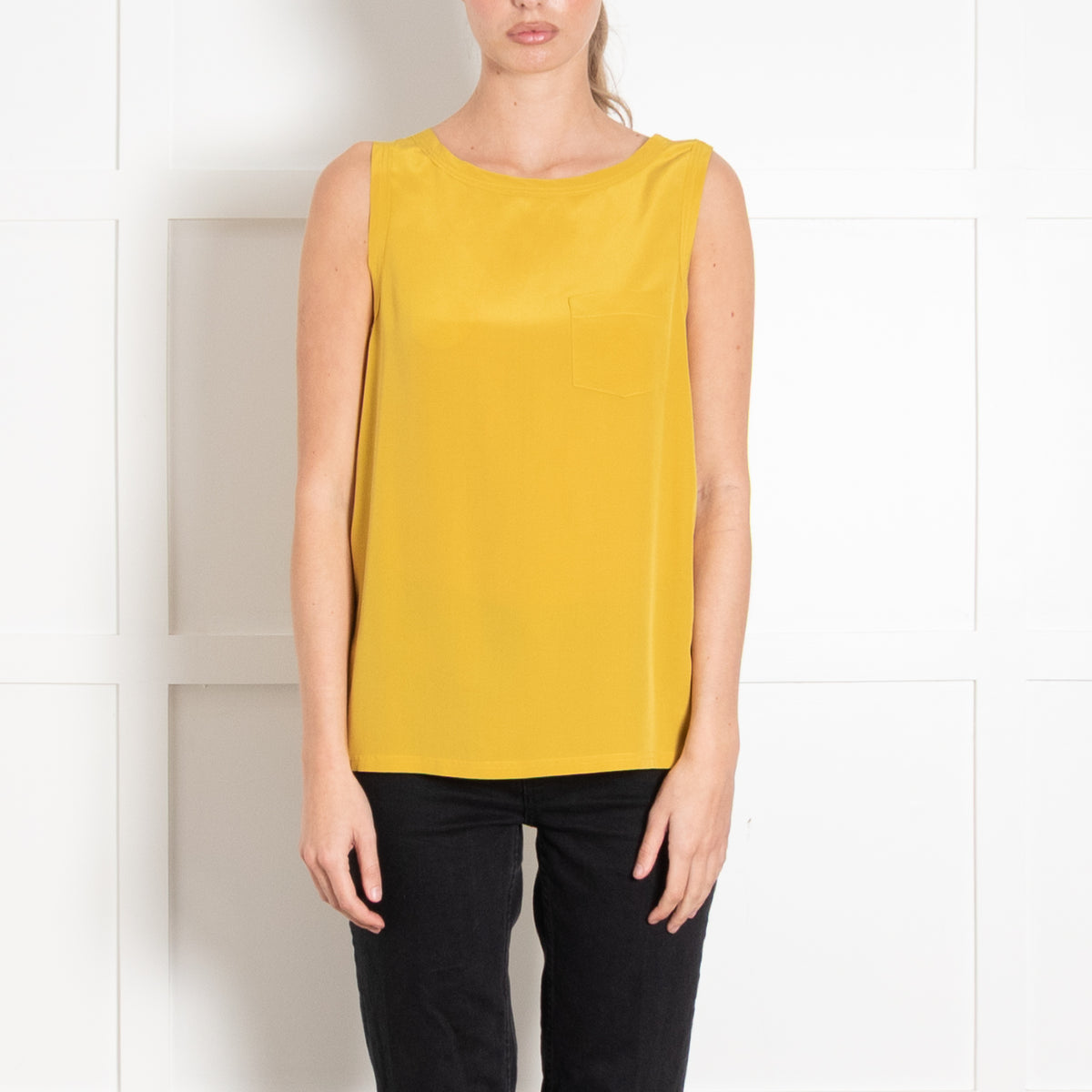 Joseph Mustard Yellow Silk Sleeveless Vest Top