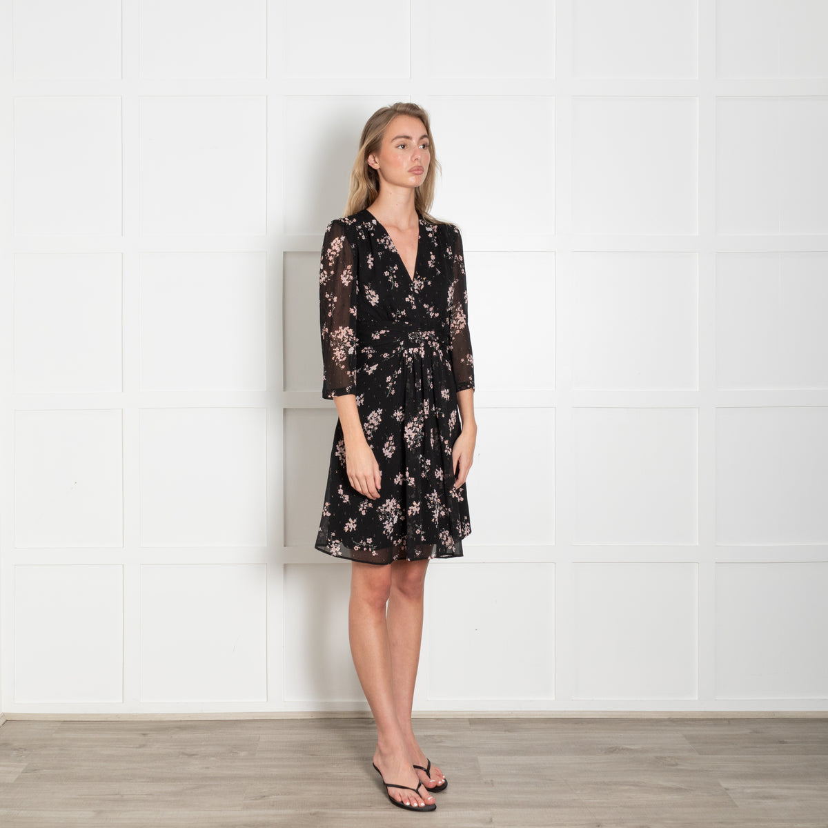 Claudie Pierlot Black Lurex Floral Mini Dress