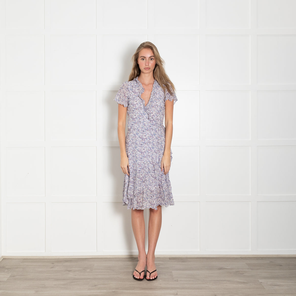 Michael Kors Pale Blue and Lilac Short Sleeve Tea Dress