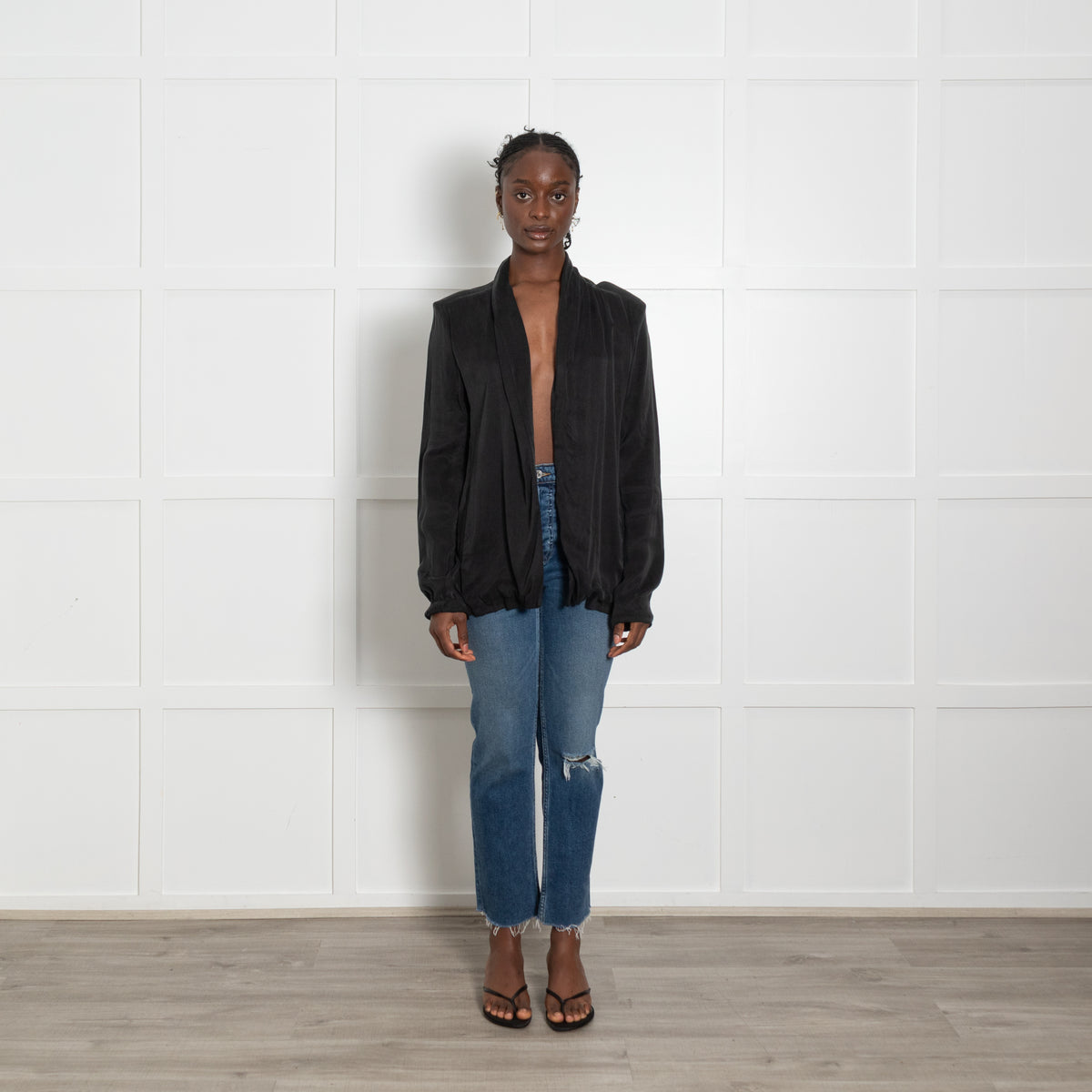 American Vintage Black Draped Buttonless Blazer