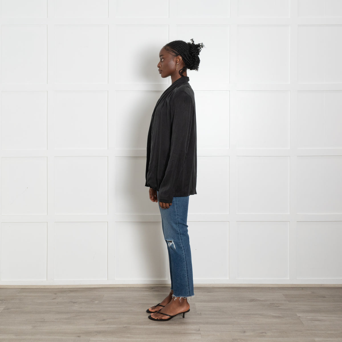 American Vintage Black Draped Buttonless Blazer
