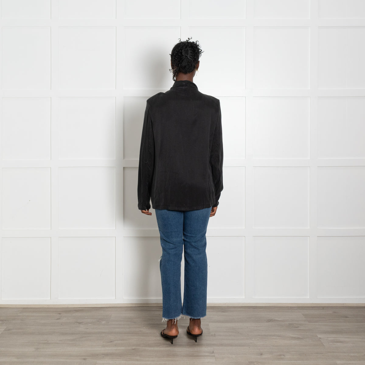 American Vintage Black Draped Buttonless Blazer