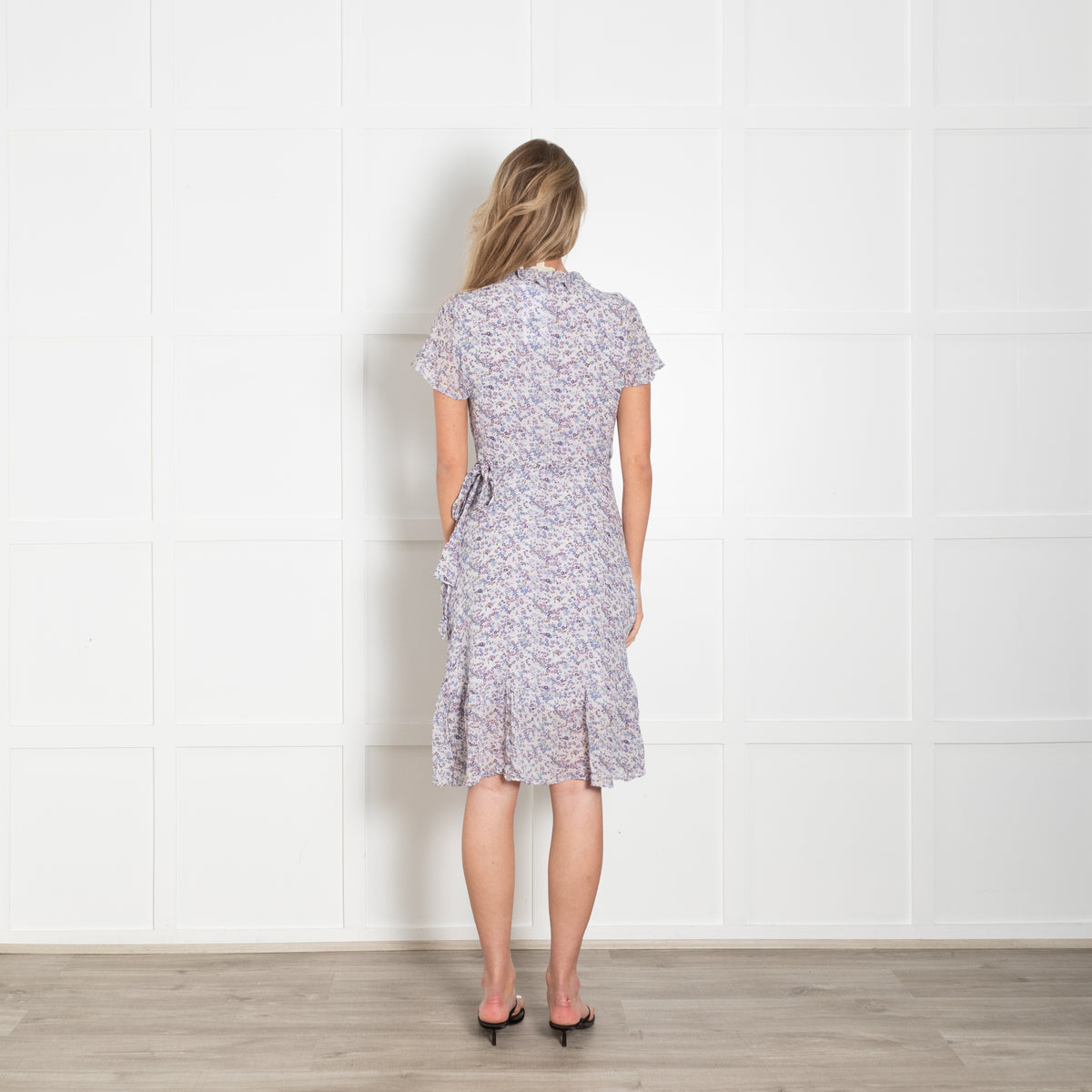 Michael Kors Pale Blue and Lilac Short Sleeve Tea Dress