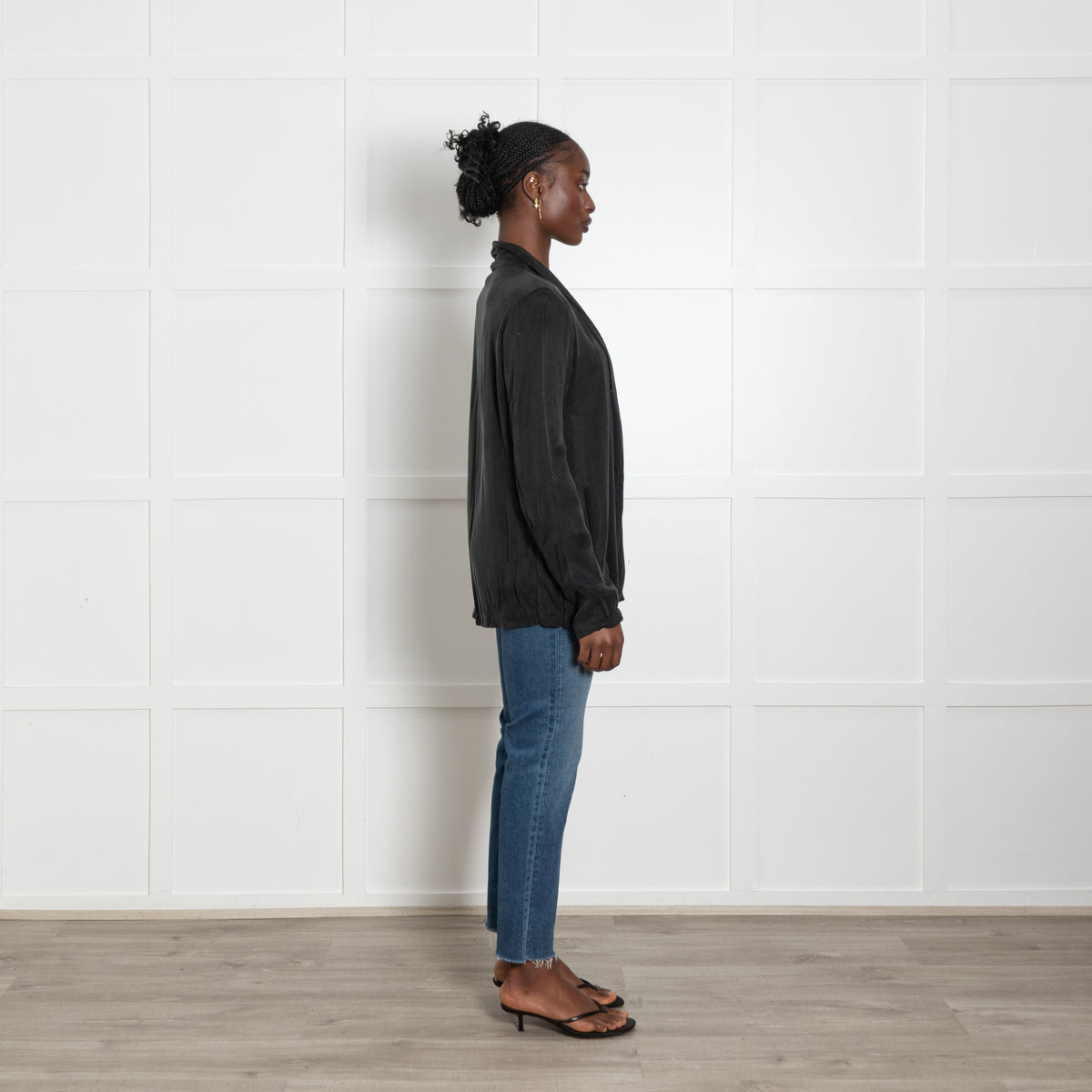 American Vintage Black Draped Buttonless Blazer