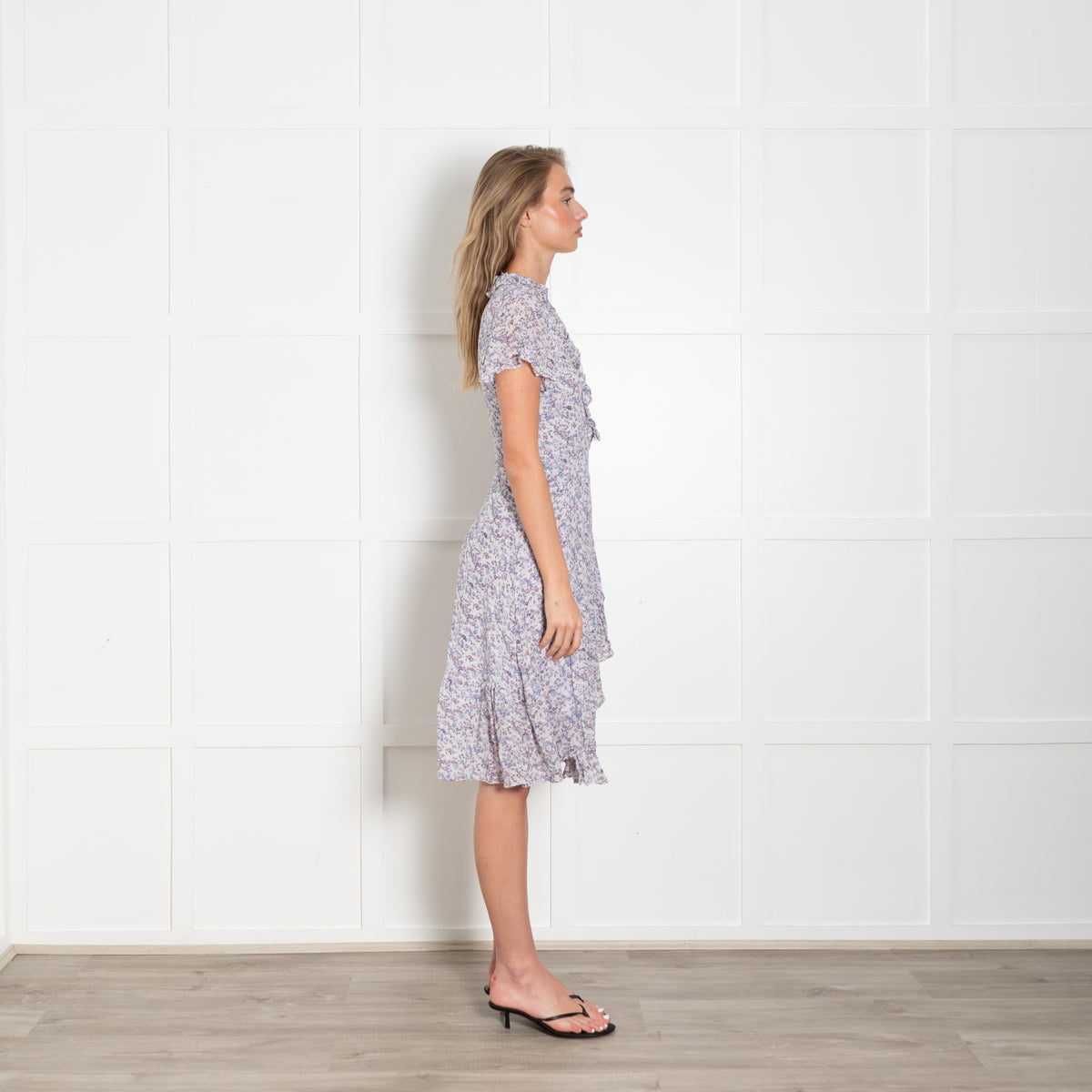 Michael Kors Pale Blue and Lilac Short Sleeve Tea Dress