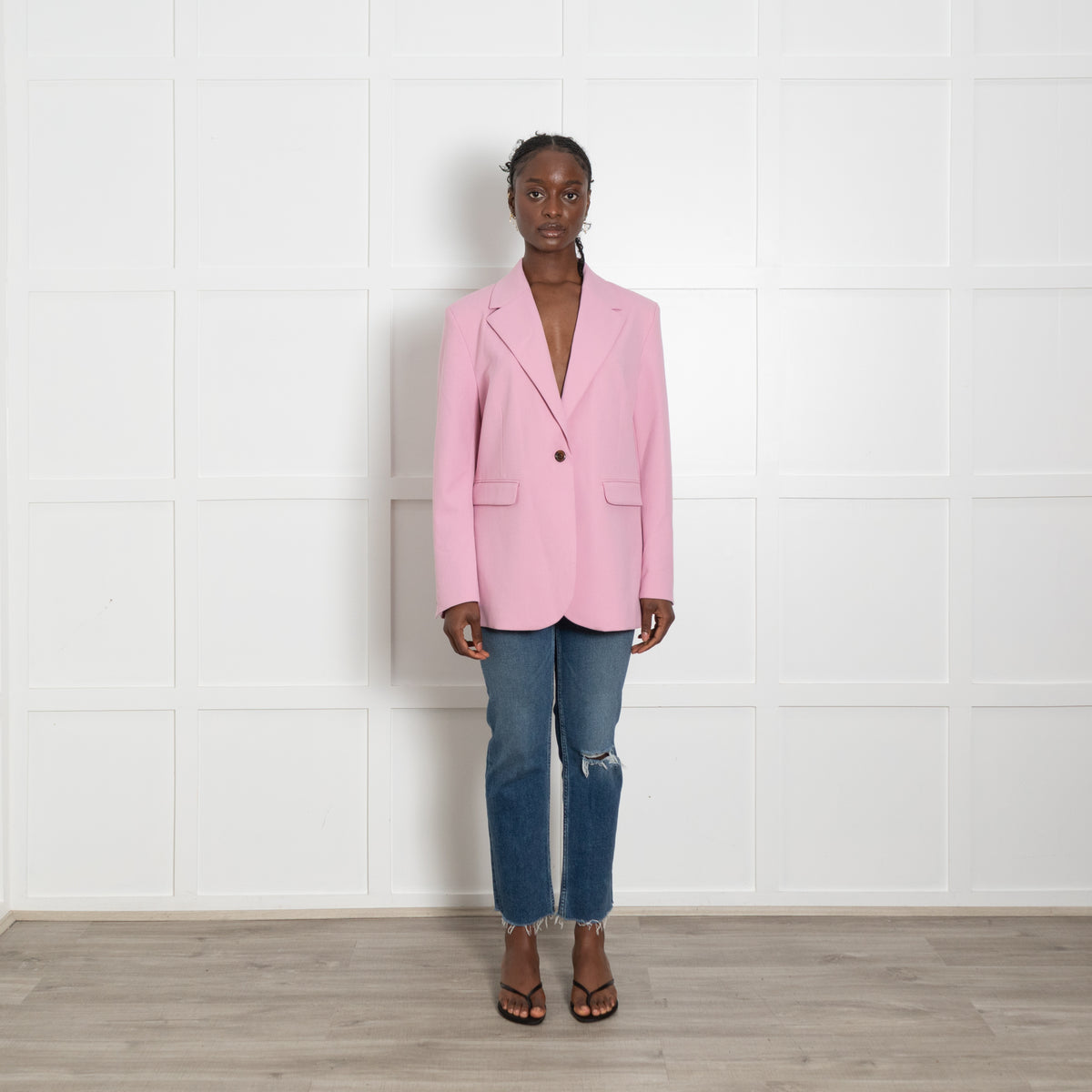 Samsoe Samsoe Pink Single Breasted Straight Fit Blazer