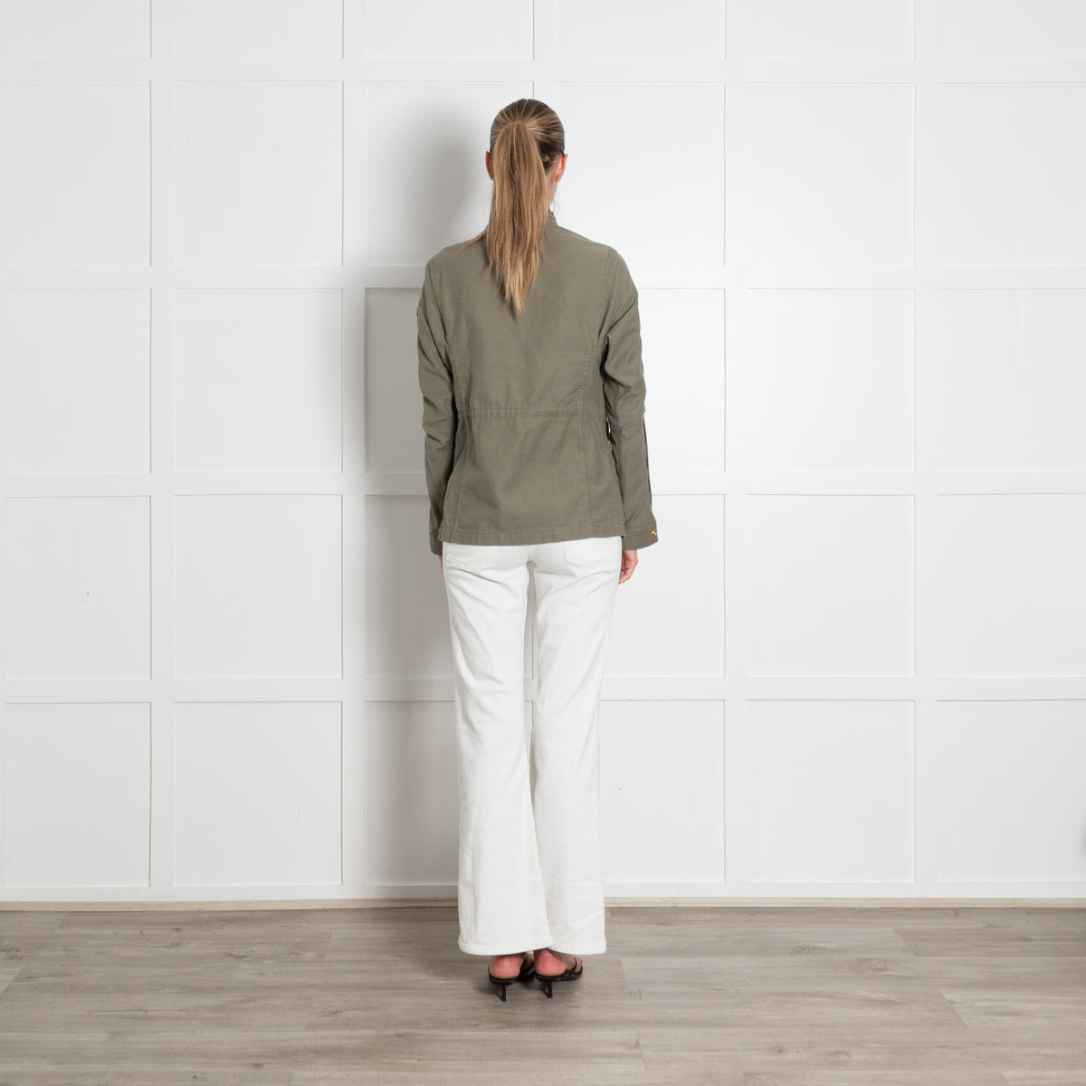 Wyse Khaki Frill Collar Pocket Front Jacket