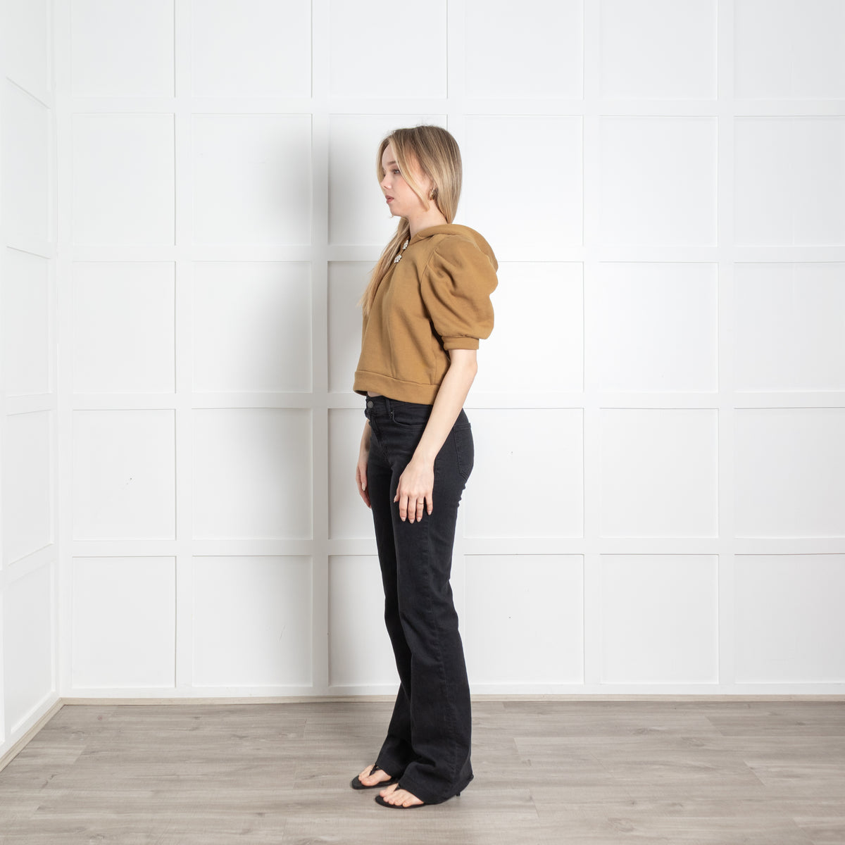 Bash Khaki Diamanté Buttons Short Sleeves Hoodie