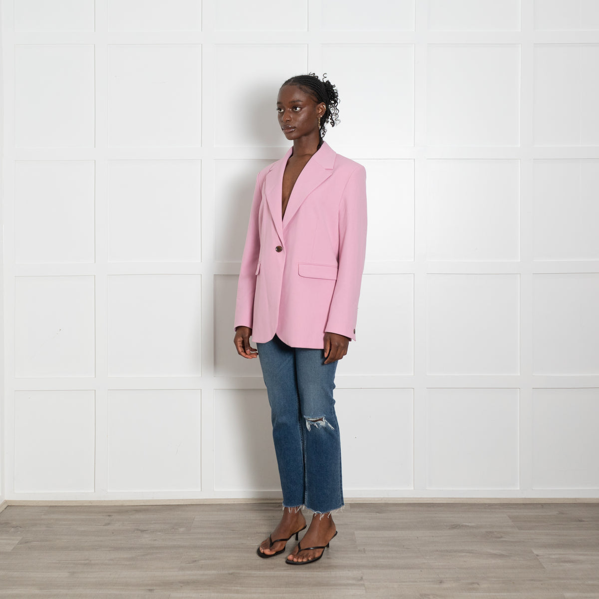 Samsoe Samsoe Pink Single Breasted Straight Fit Blazer