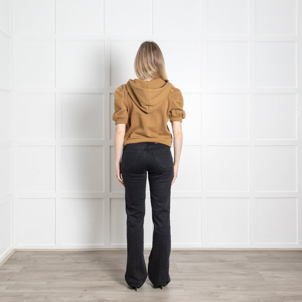 Bash Khaki Diamanté Buttons Short Sleeves Hoodie