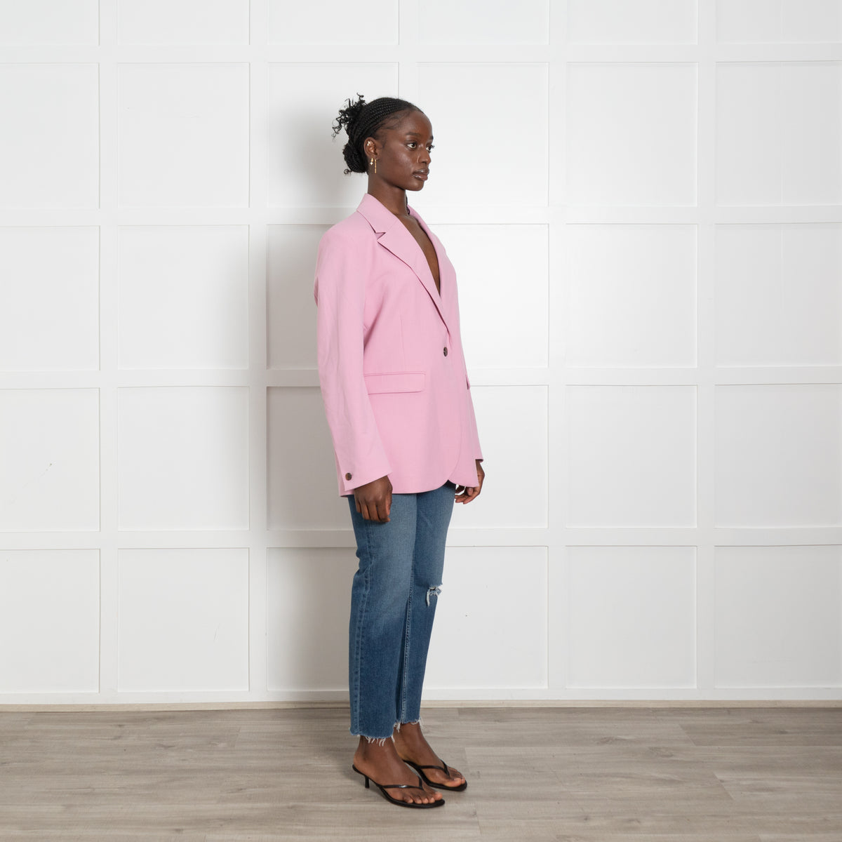Samsoe Samsoe Pink Single Breasted Straight Fit Blazer