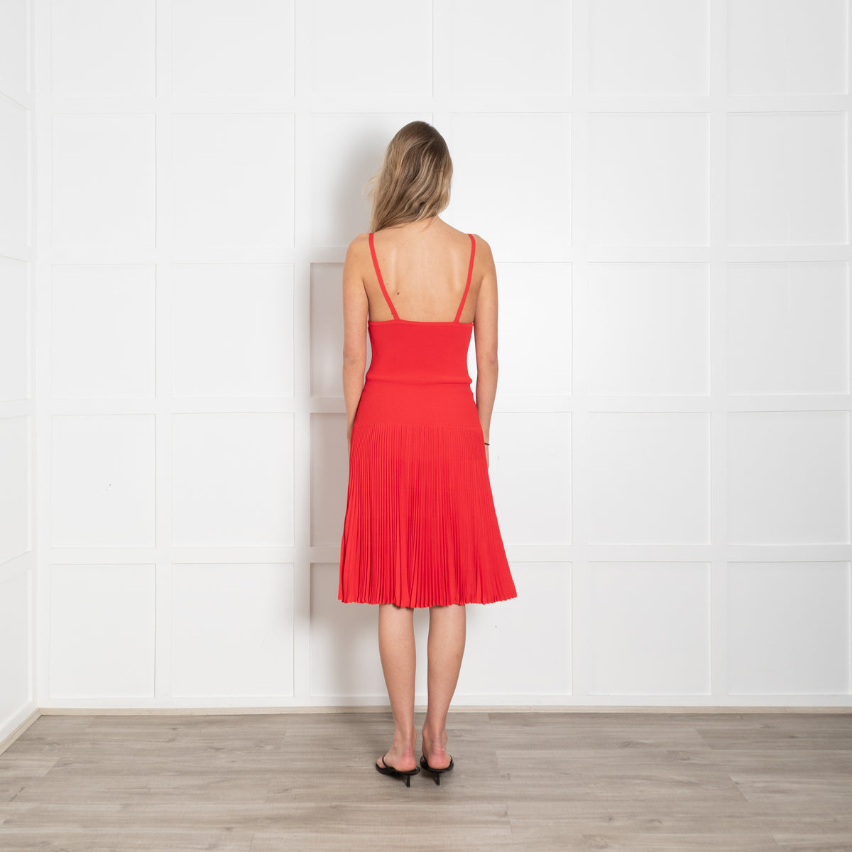 Ralph Lauren Red Micro Pleat Knit Sundress