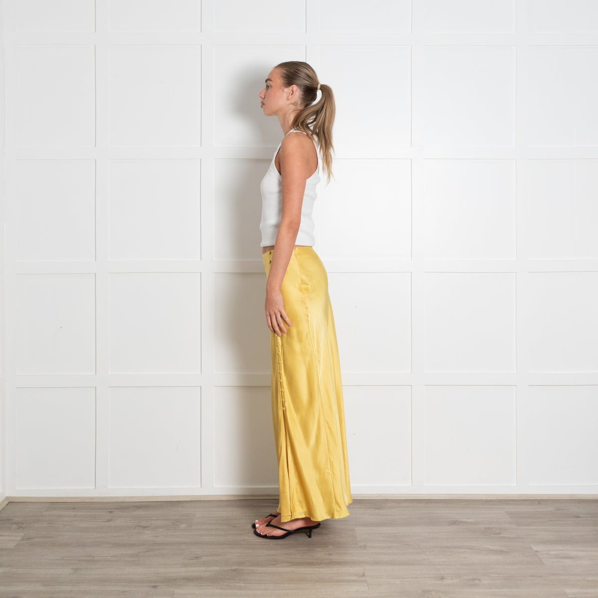 Lily and Lionel Yellow Button Front Maxi Skirt
