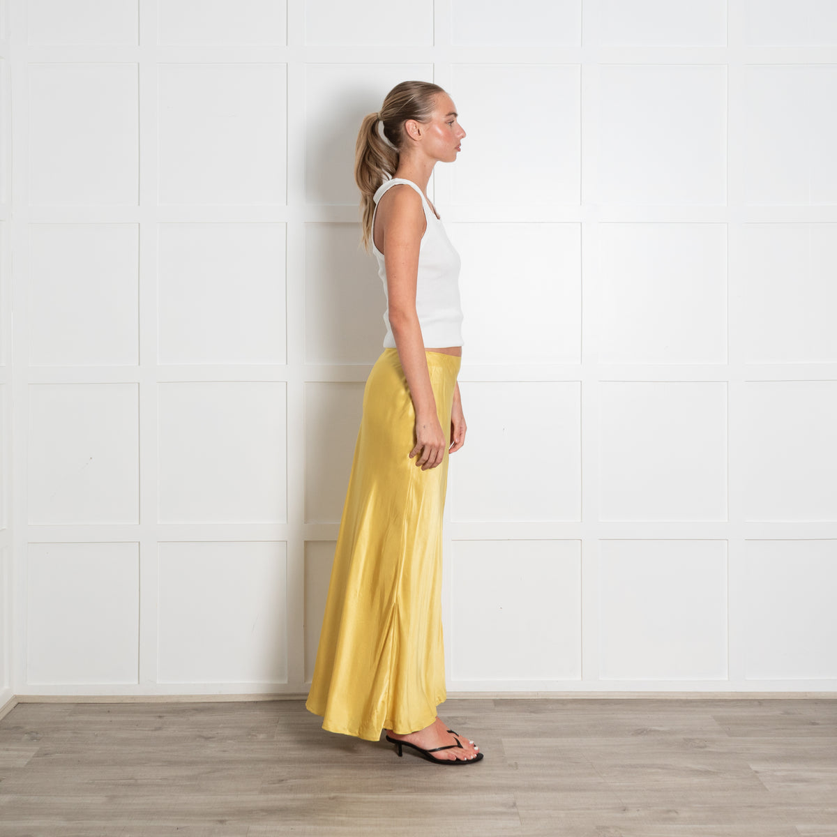 Lily and Lionel Yellow Button Front Maxi Skirt