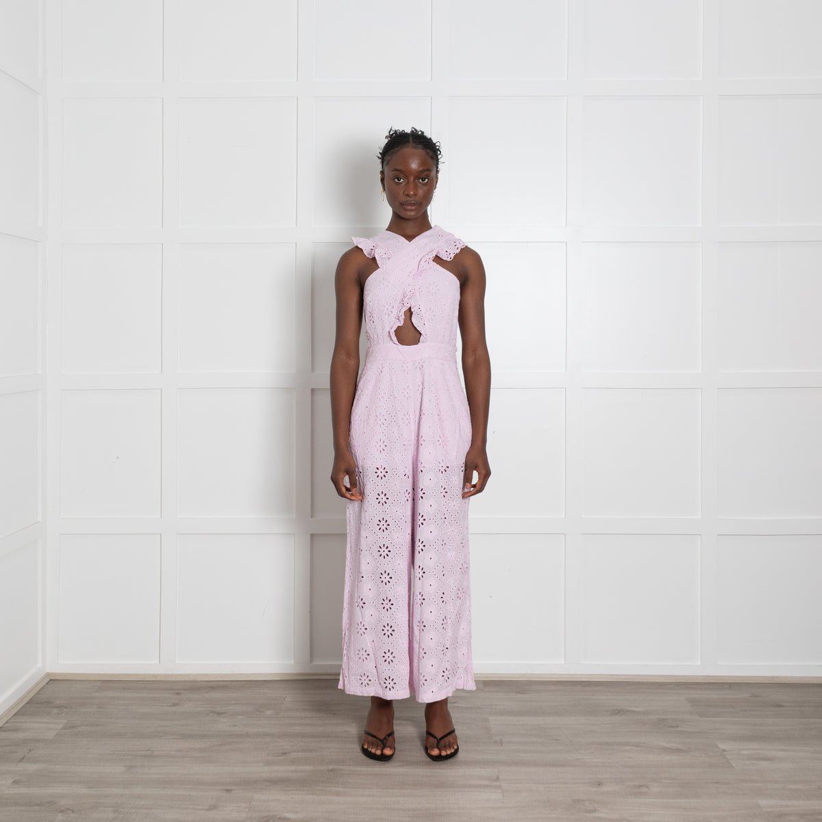 Alice McCall Pink Broderie Anglaise Cross Back Jumpsuit