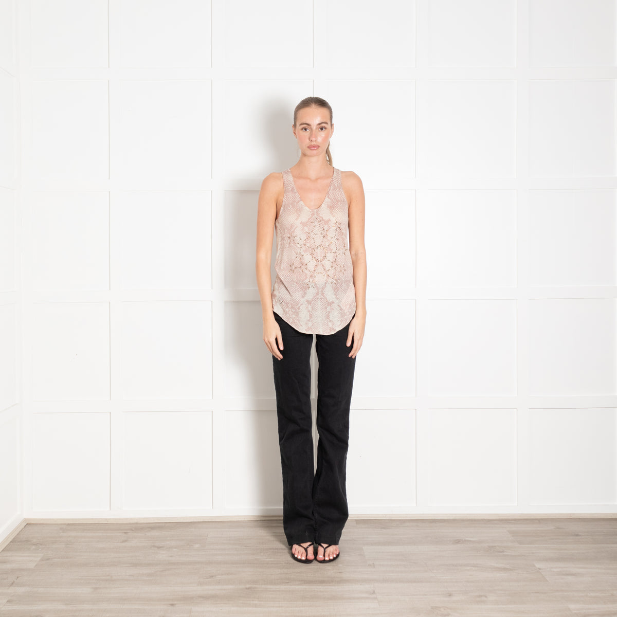 Zadig & Voltaire Preloved Pink Snake Crystal Tank Top