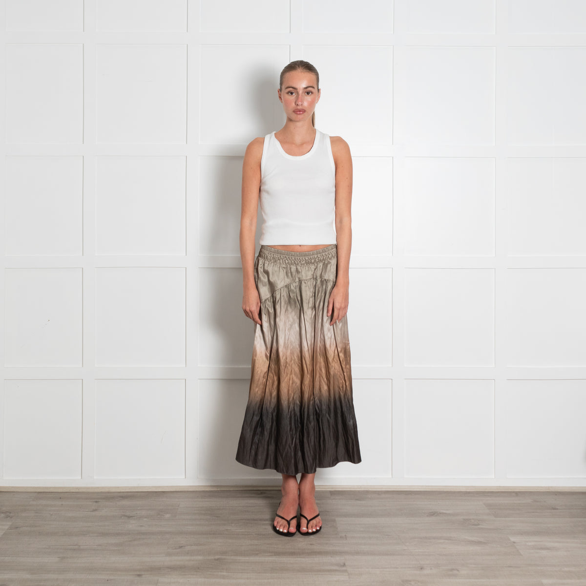 Vince Green Ombre Smock Waist Skirt