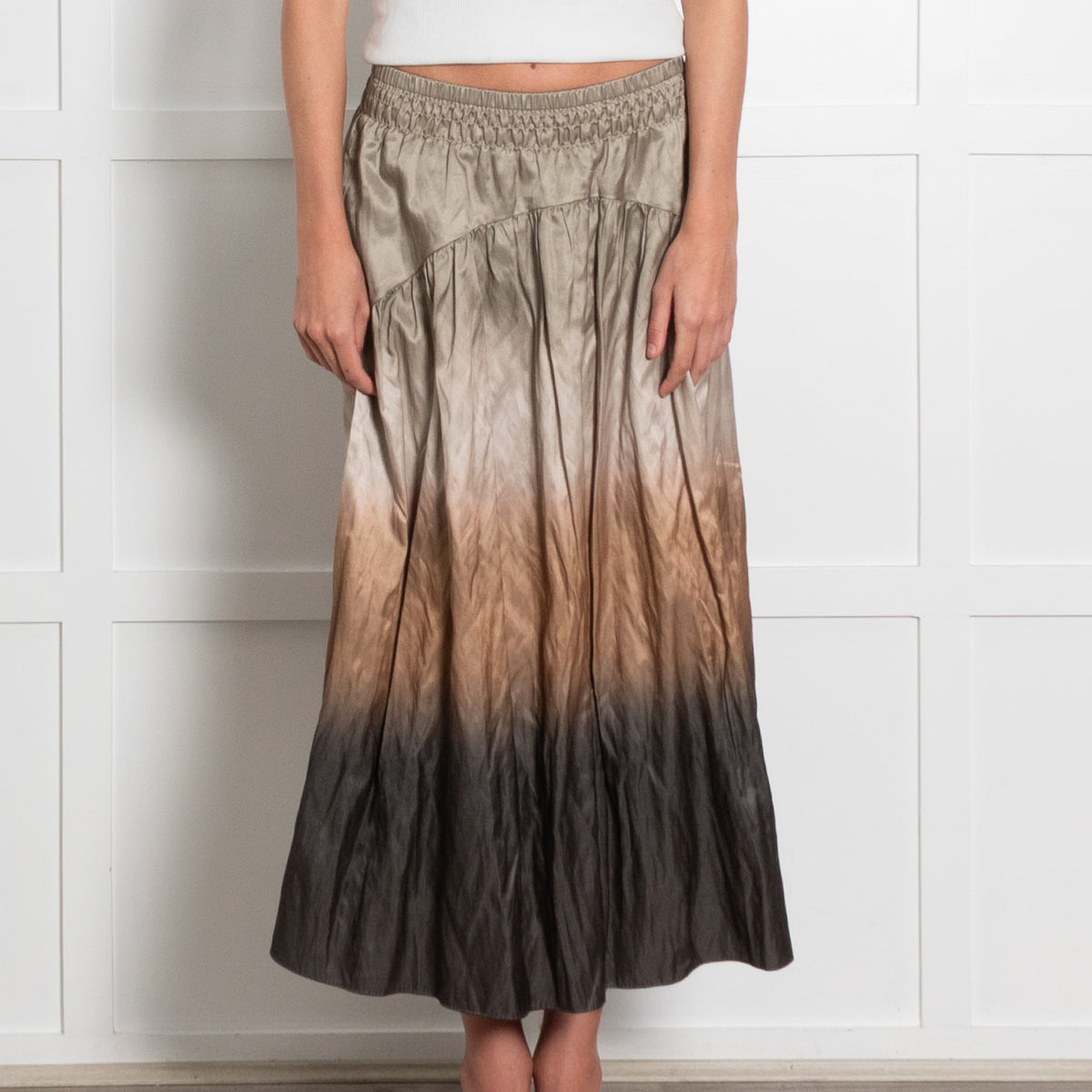 Vince Green Ombre Smock Waist Skirt