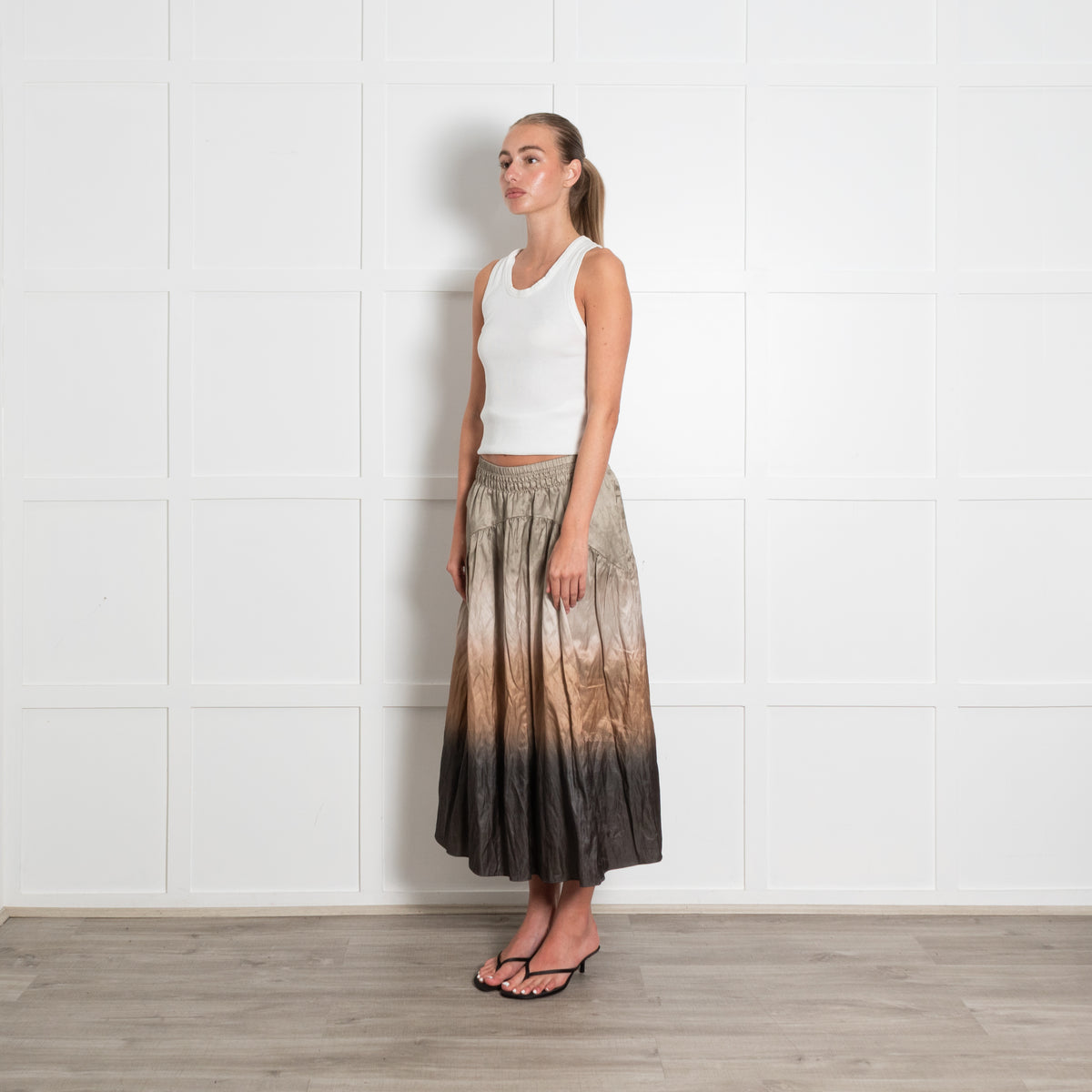 Vince Green Ombre Smock Waist Skirt