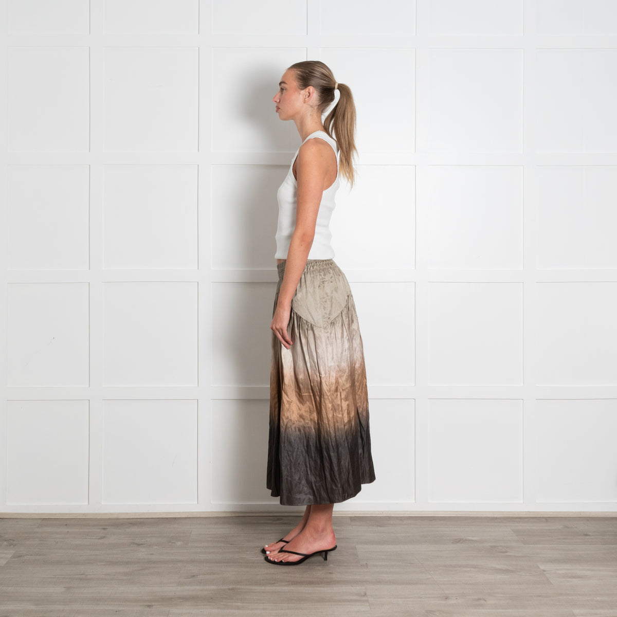 Vince Green Ombre Smock Waist Skirt