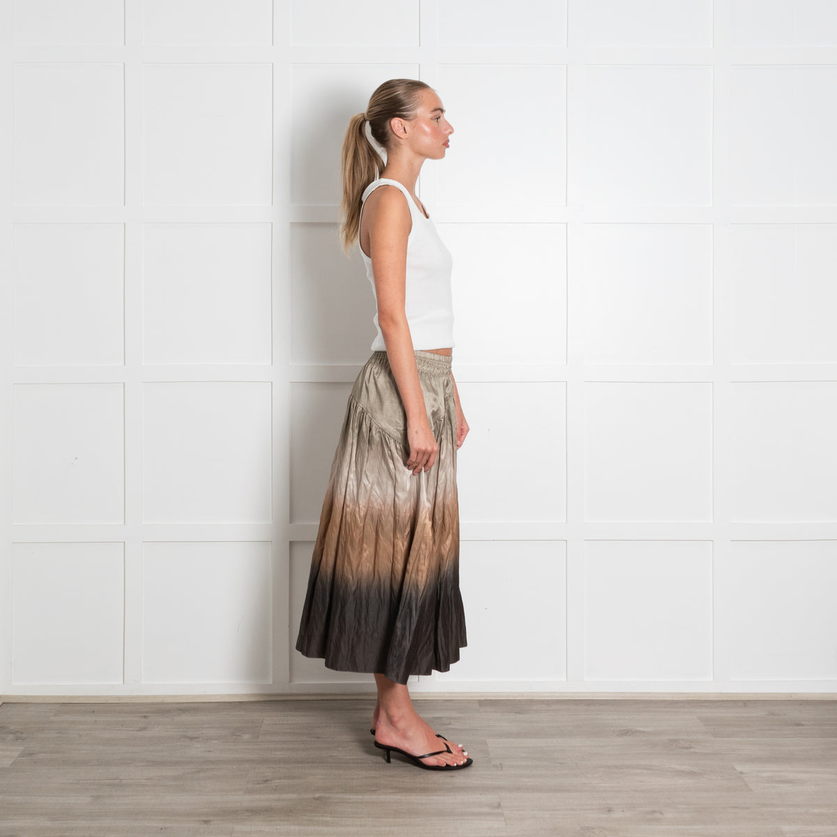 Vince Green Ombre Smock Waist Skirt