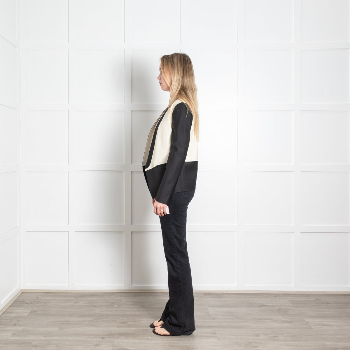 Tibi Cream Black Edge To Edge Blazer Jacket