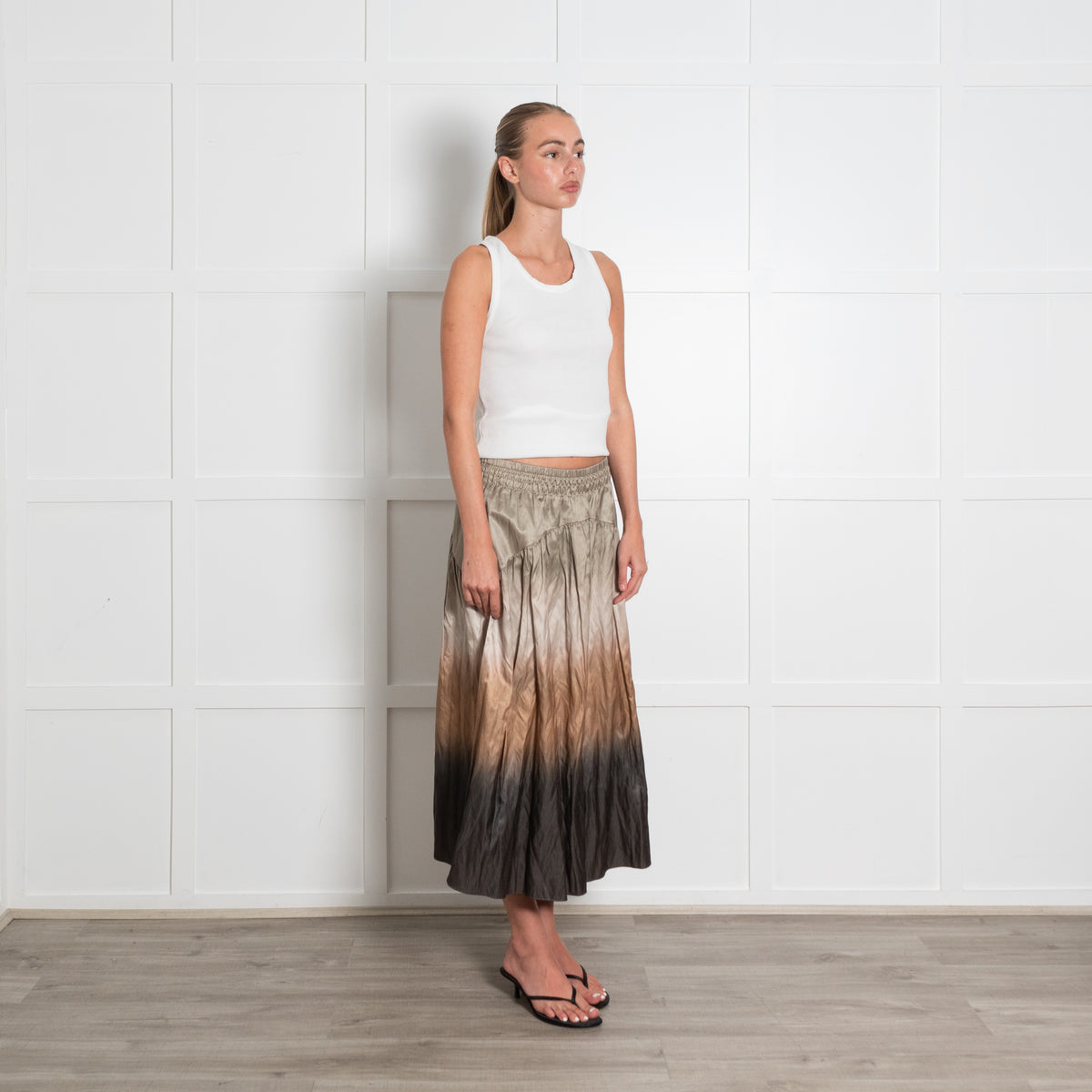Vince Green Ombre Smock Waist Skirt