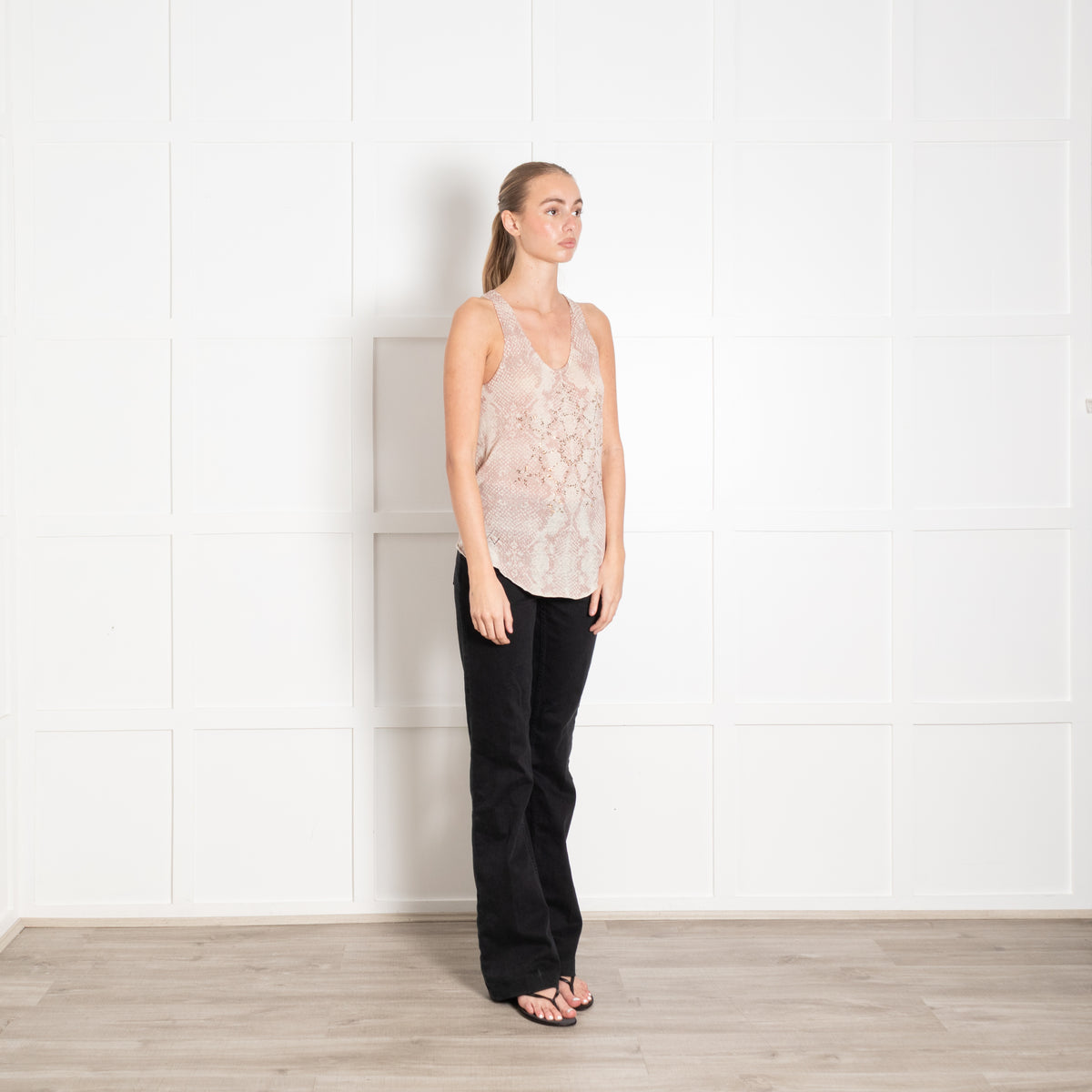 Zadig & Voltaire Preloved Pink Snake Crystal Tank Top