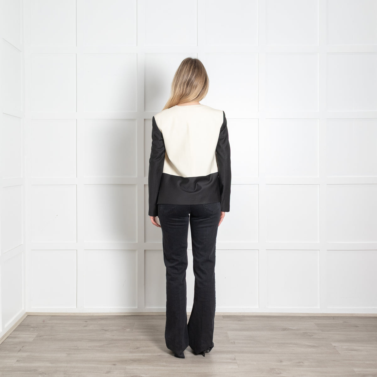 Tibi Cream Black Edge To Edge Blazer Jacket