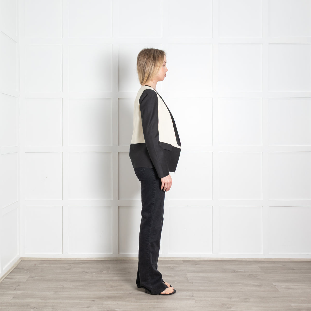 Tibi Cream Black Edge To Edge Blazer Jacket