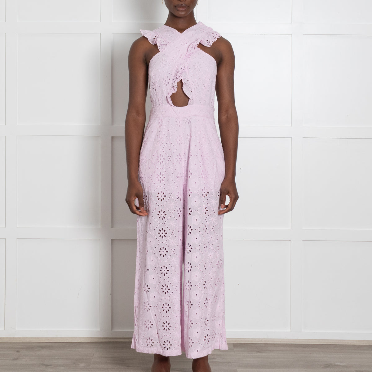 Alice McCall Pink Broderie Anglaise Cross Back Jumpsuit