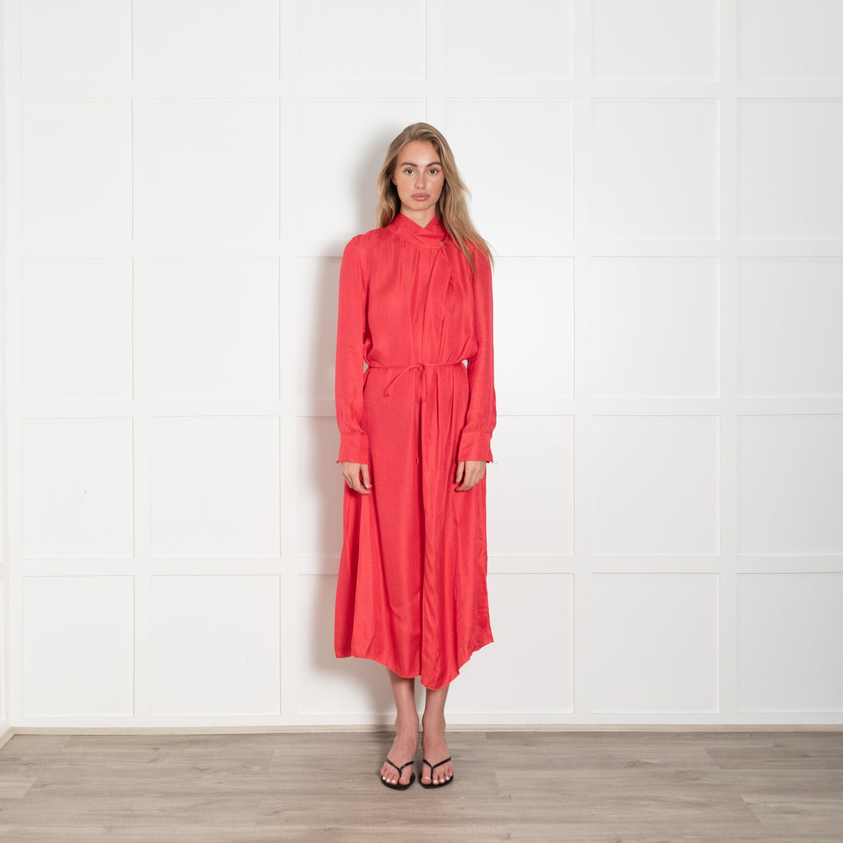 Forte Forte Berry Pink High Neck Midi Dress