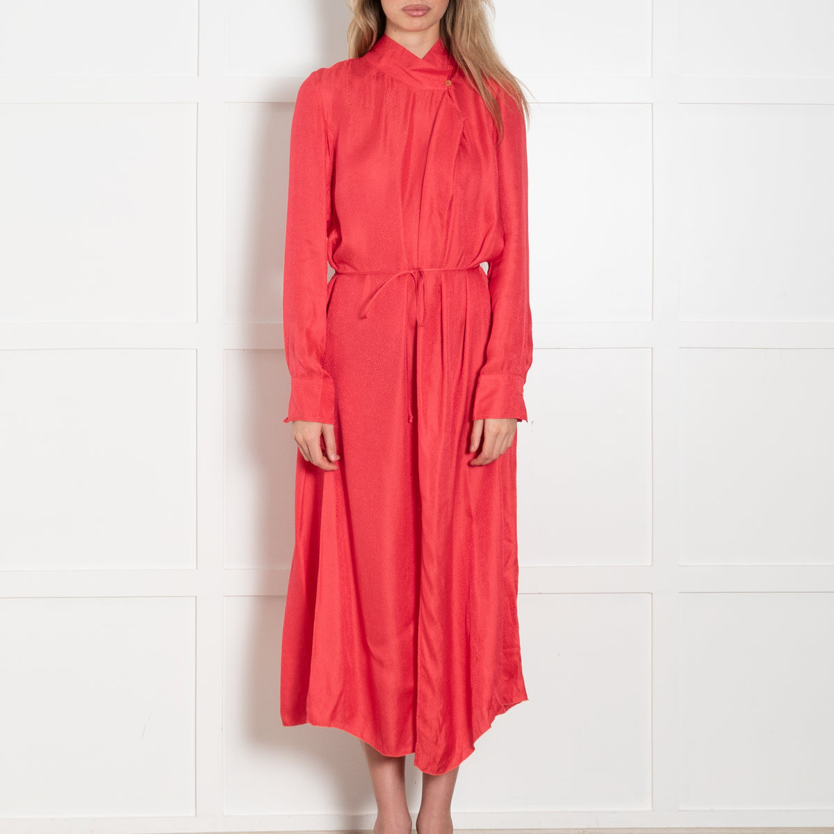 Forte Forte Berry Pink High Neck Midi Dress