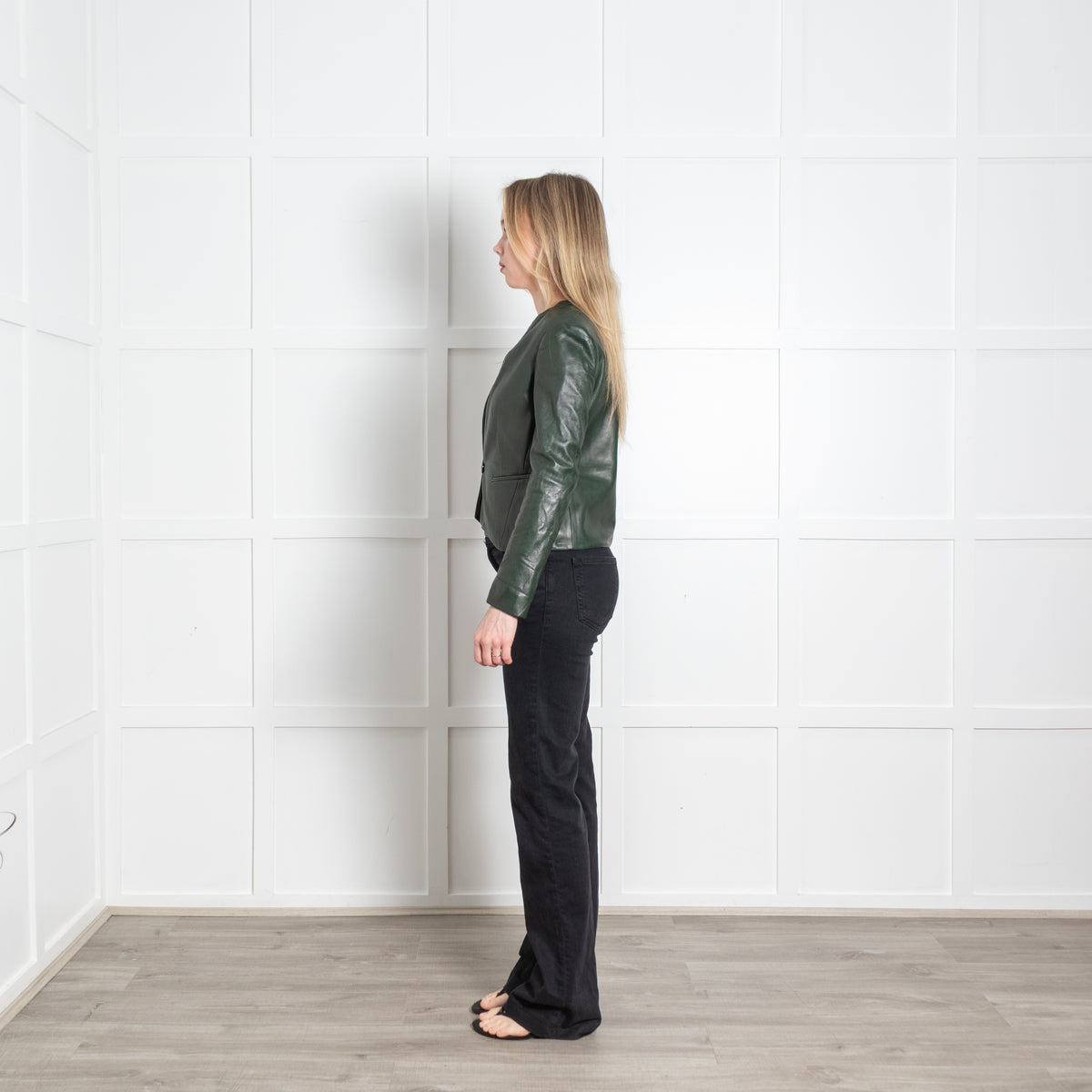 Diane Von Furstenberg Dark Green Leather Blazer