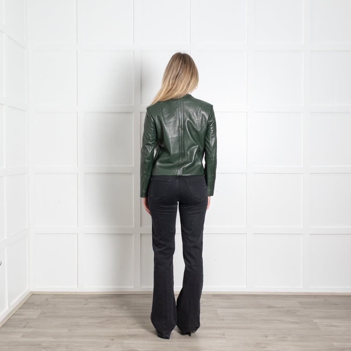 Diane Von Furstenberg Dark Green Leather Blazer