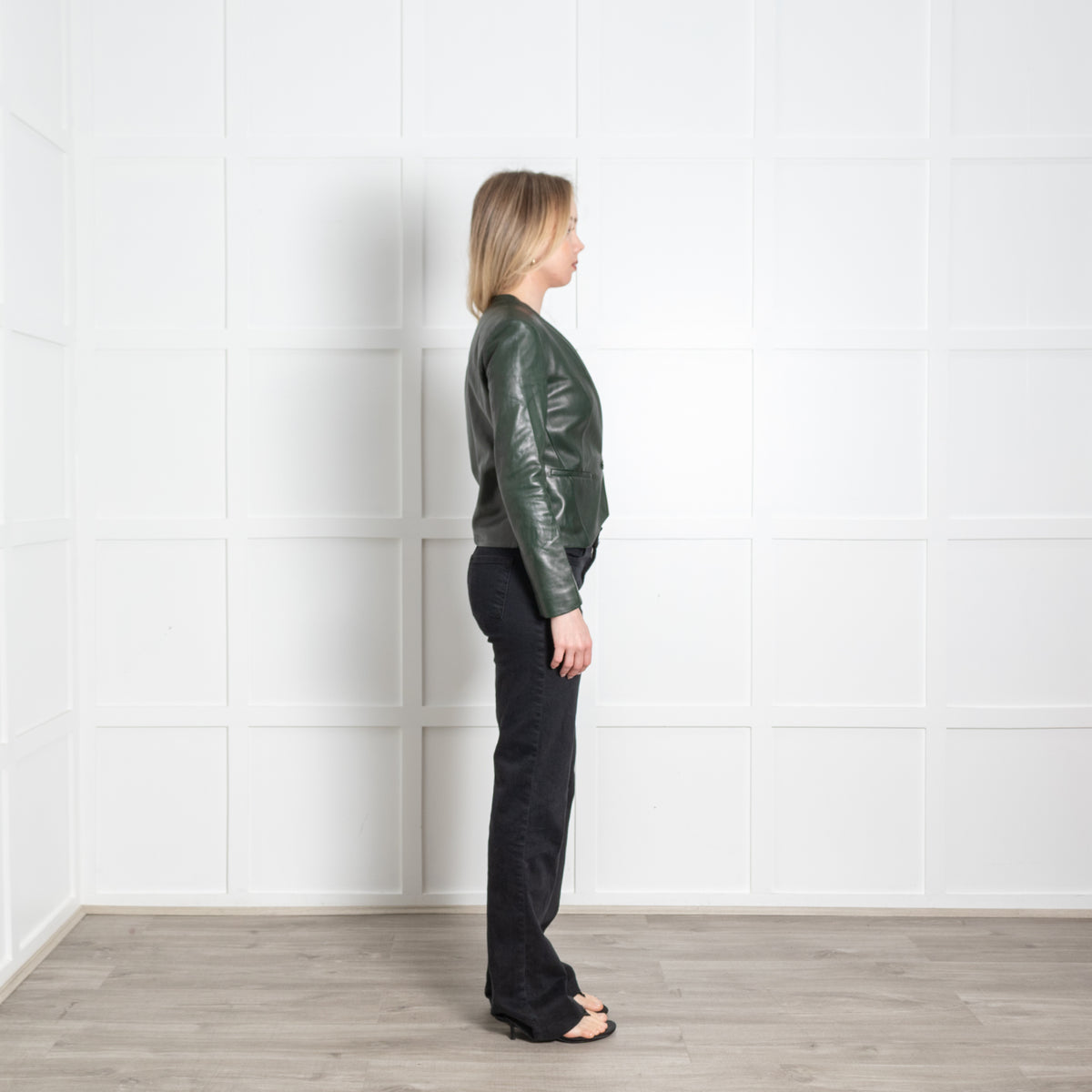 Diane Von Furstenberg Dark Green Leather Blazer