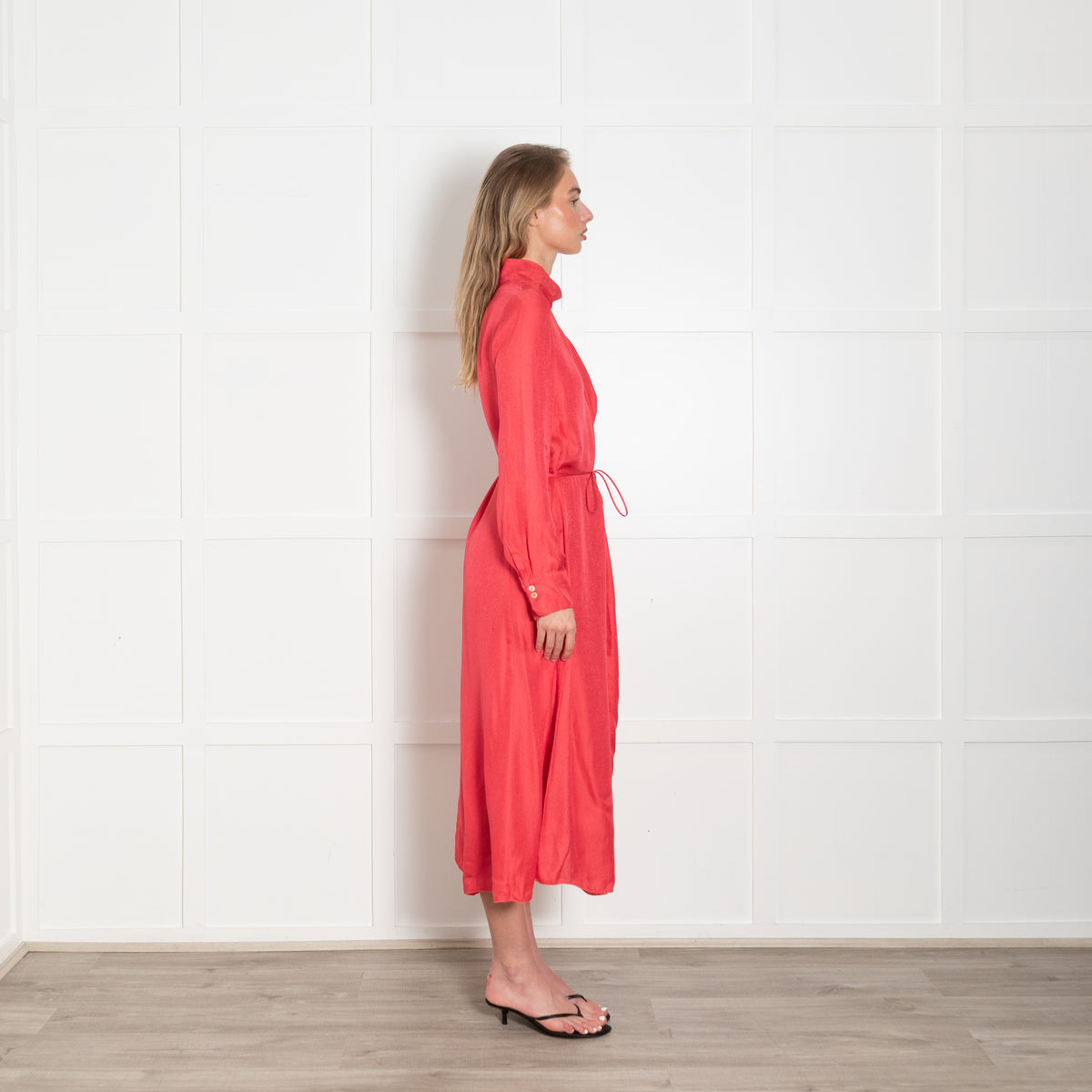 Forte Forte Berry Pink High Neck Midi Dress