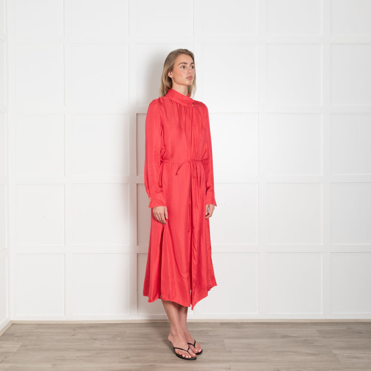 Forte Forte Berry Pink High Neck Midi Dress