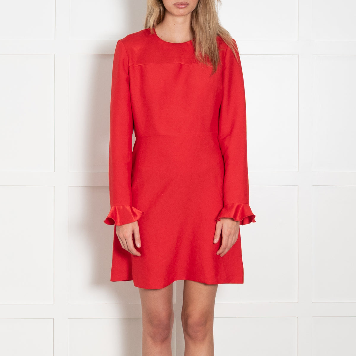 Sandro Red Fluted Cuff Mini Dress