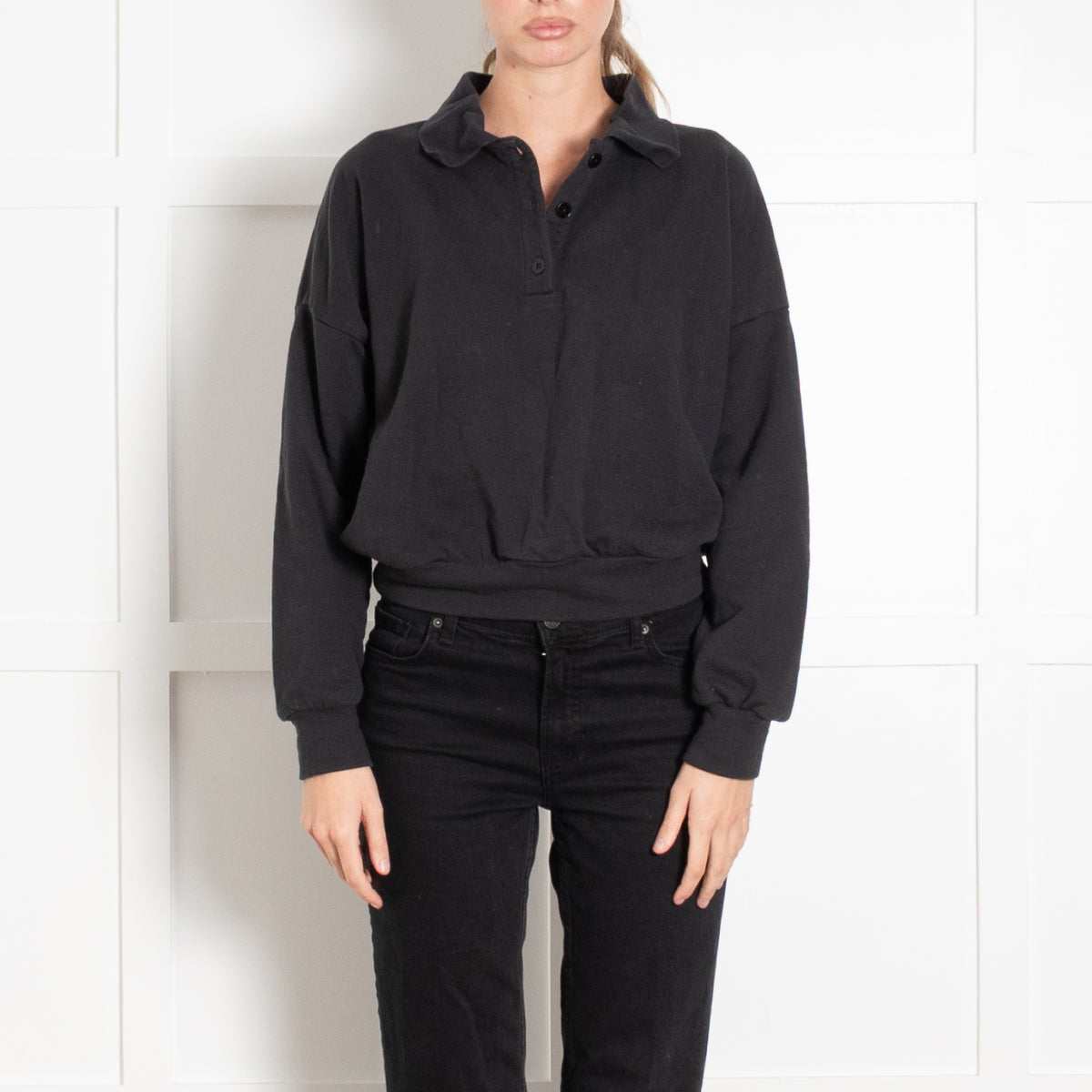 The Row Black Jersey Cotton Sweatshirt