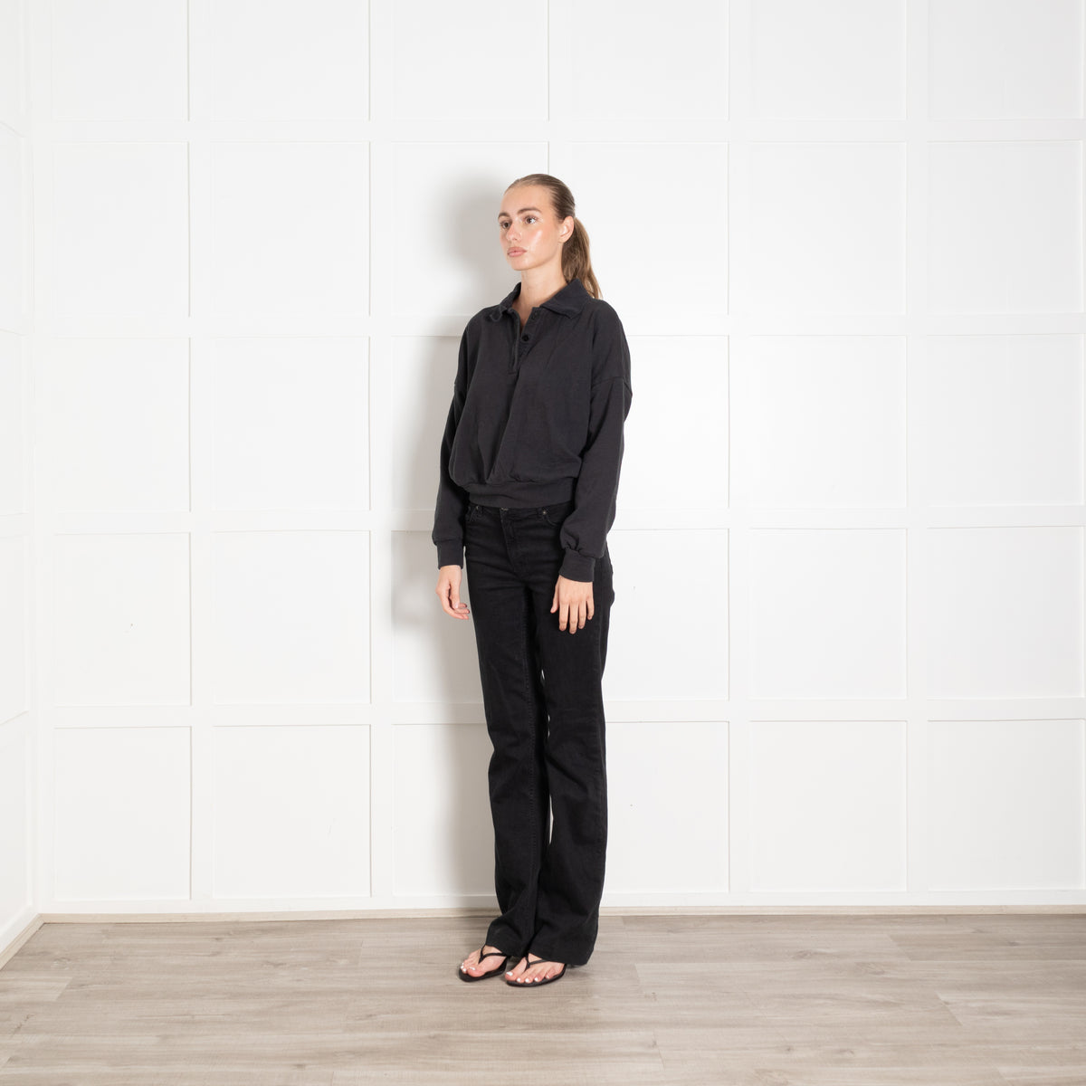The Row Black Jersey Cotton Sweatshirt