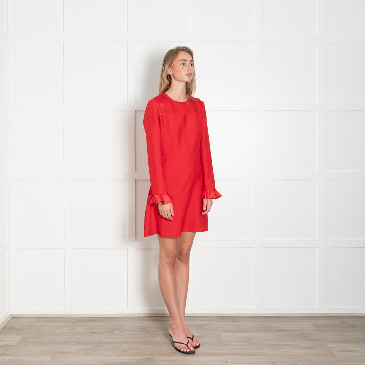 sandro red dress Sandro Red Fluted Cuff Mini Dress – Phoenix Style