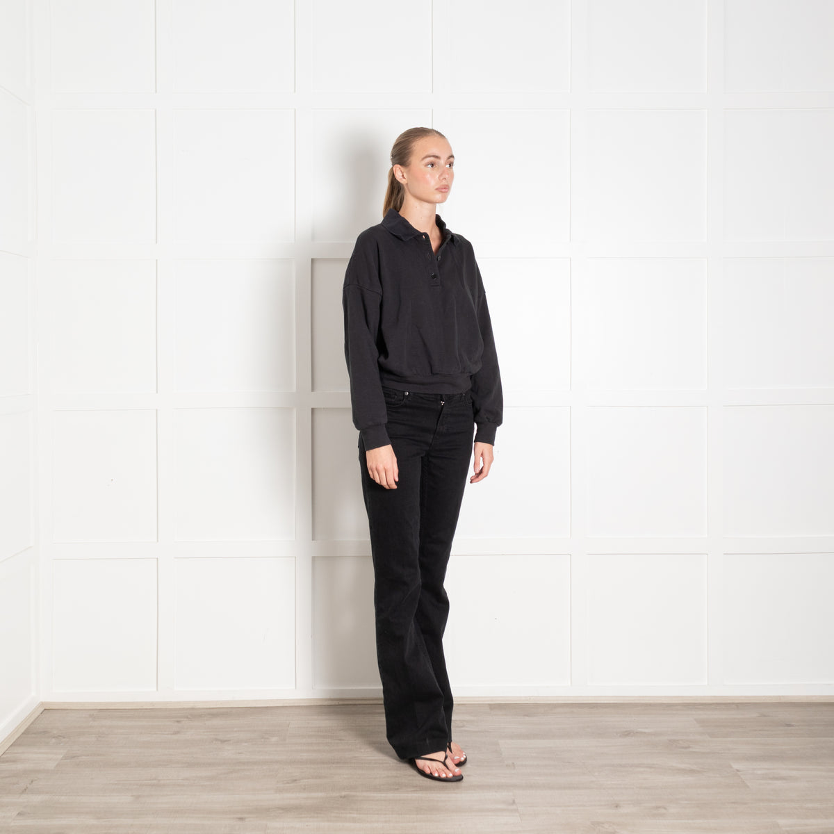 The Row Black Jersey Cotton Sweatshirt