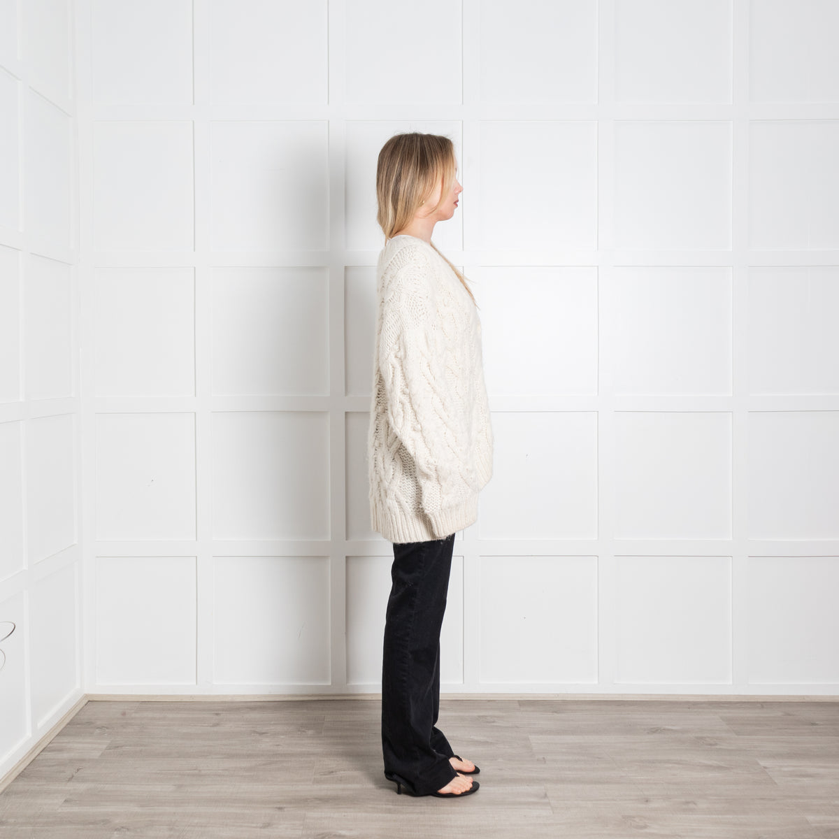LoveShackFancy Cream Cable Baby Alpaca Blend Cardigan