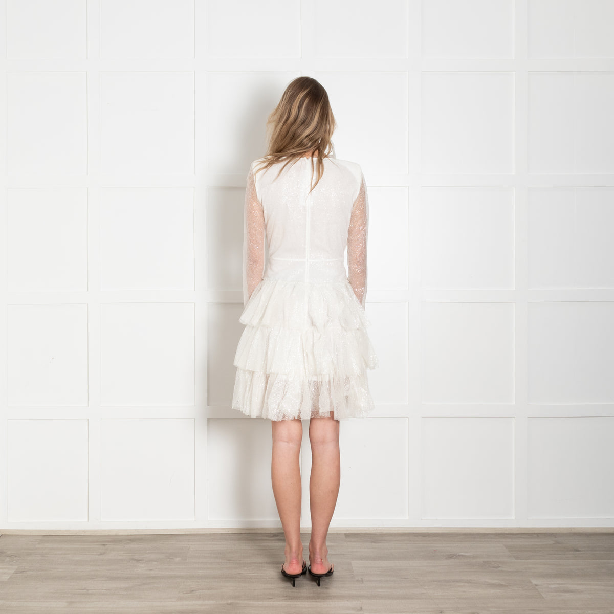 Philosophy White Net Sparkle Mini Dress