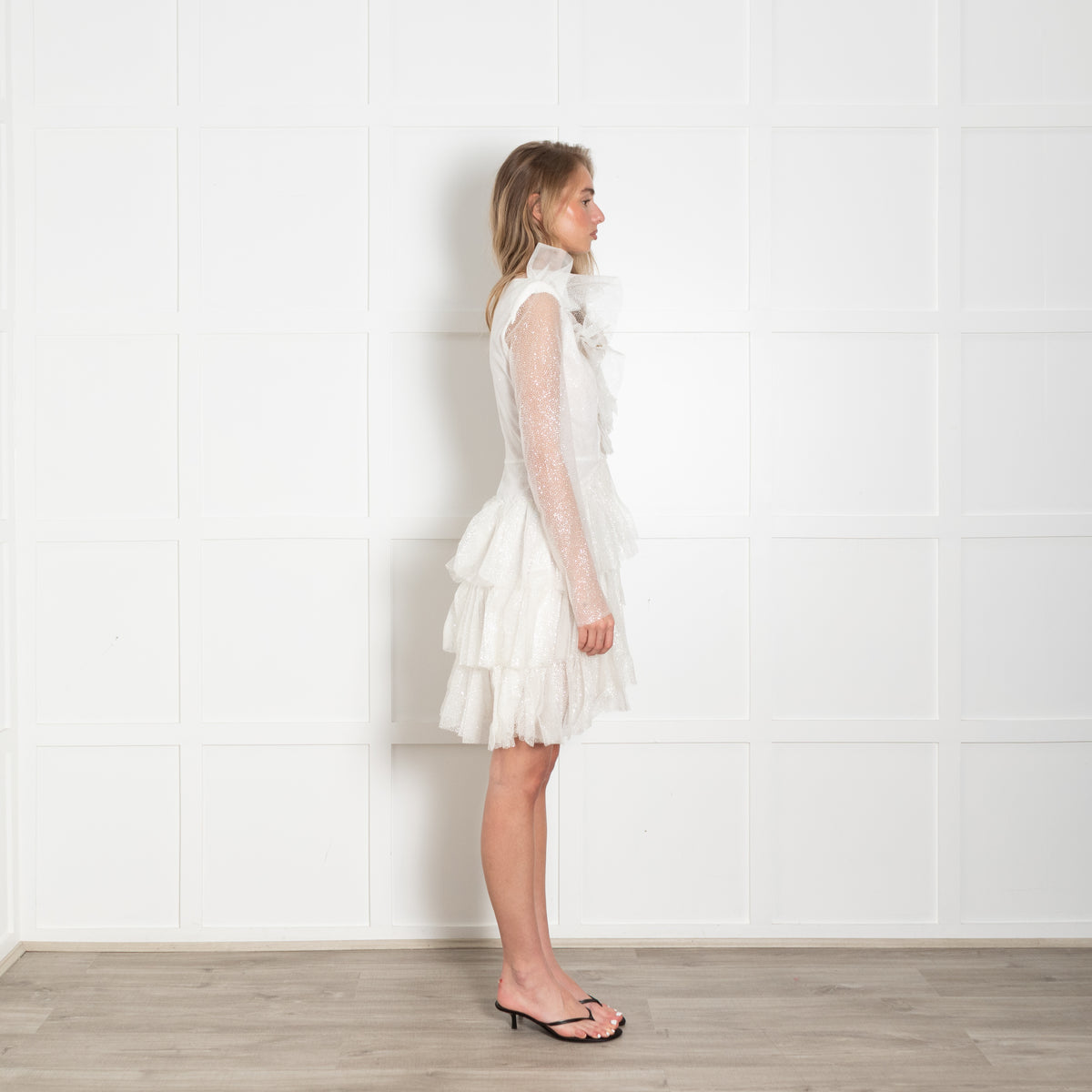 Philosophy White Net Sparkle Mini Dress